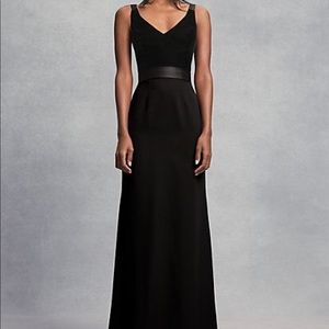 Crepe and Velvet Bridesmaid Dress with Open Back